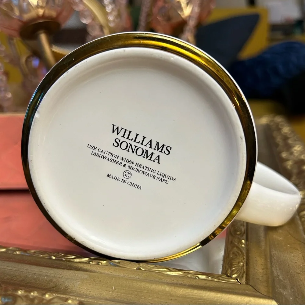 William Sonoma Gold Monogram Porcelain 15 Oz. Mug Letter “M” Discontinued
